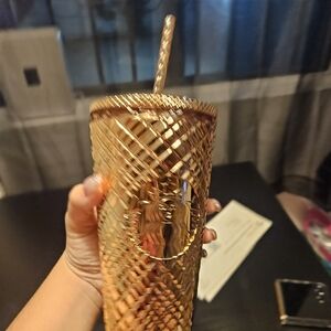 RoseGold Tumbler with Straw